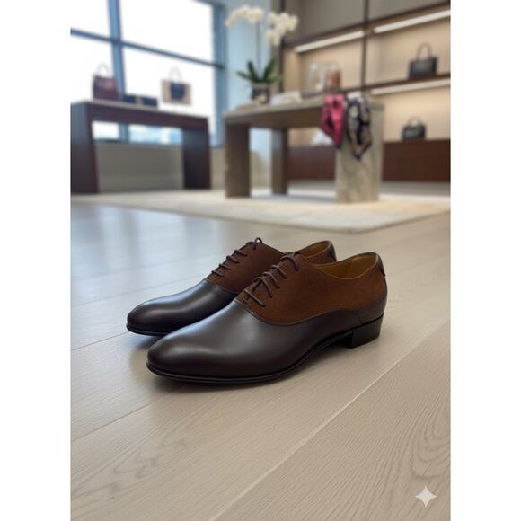 Gucci Men Lace up oxford shoe in double G Dark brown leather Size 8.5 main image 10